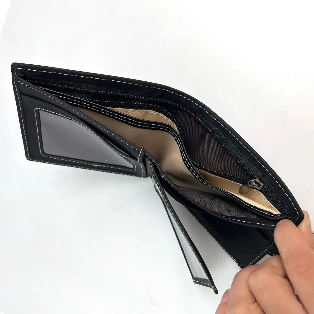 Nova carteira masculina curta multi-função slot para cartão metal touro etiqueta carteira de luxo zíper designer pequena carteira fina