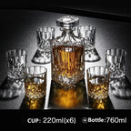 Garrafa De Vinho De Vidro De Cristal + Copos, Vinho Decanter, Uísque, Liqour Pourer, Home Bar, Vodka Beer Bottle Jar, JR, 7Pcs Set