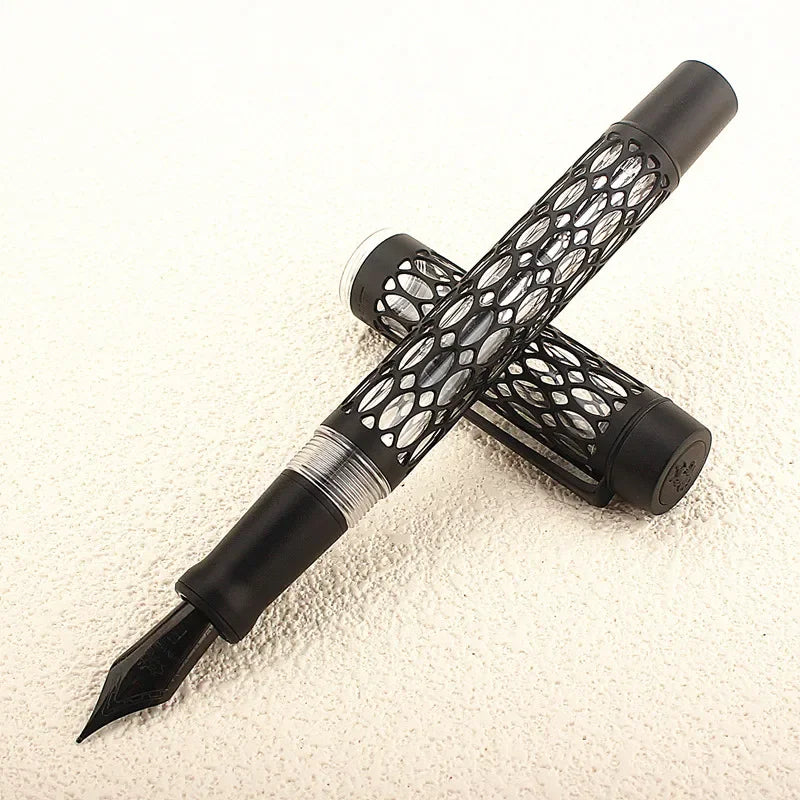 Jinhao 100 Caneta-tinteiro de enchimento a vácuo Transparente Acrílico Esqueleto Oco Esculpido EF/F/M Caneta Presente Escrita
