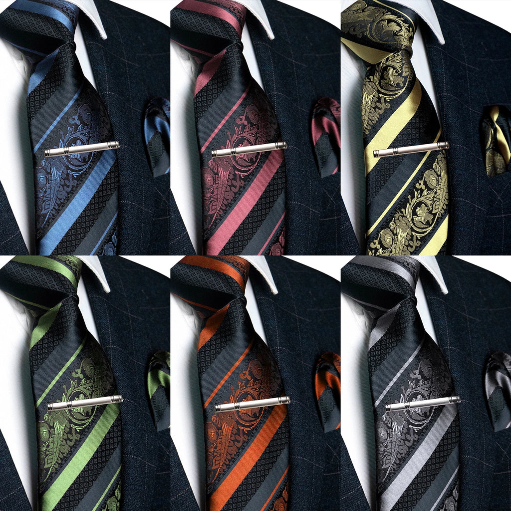 Clássico masculino floral gravata 8cm conjunto de gravata de seda bolso quadrado gravata clipe ternos de negócios acessórios noivo casamento cravat
