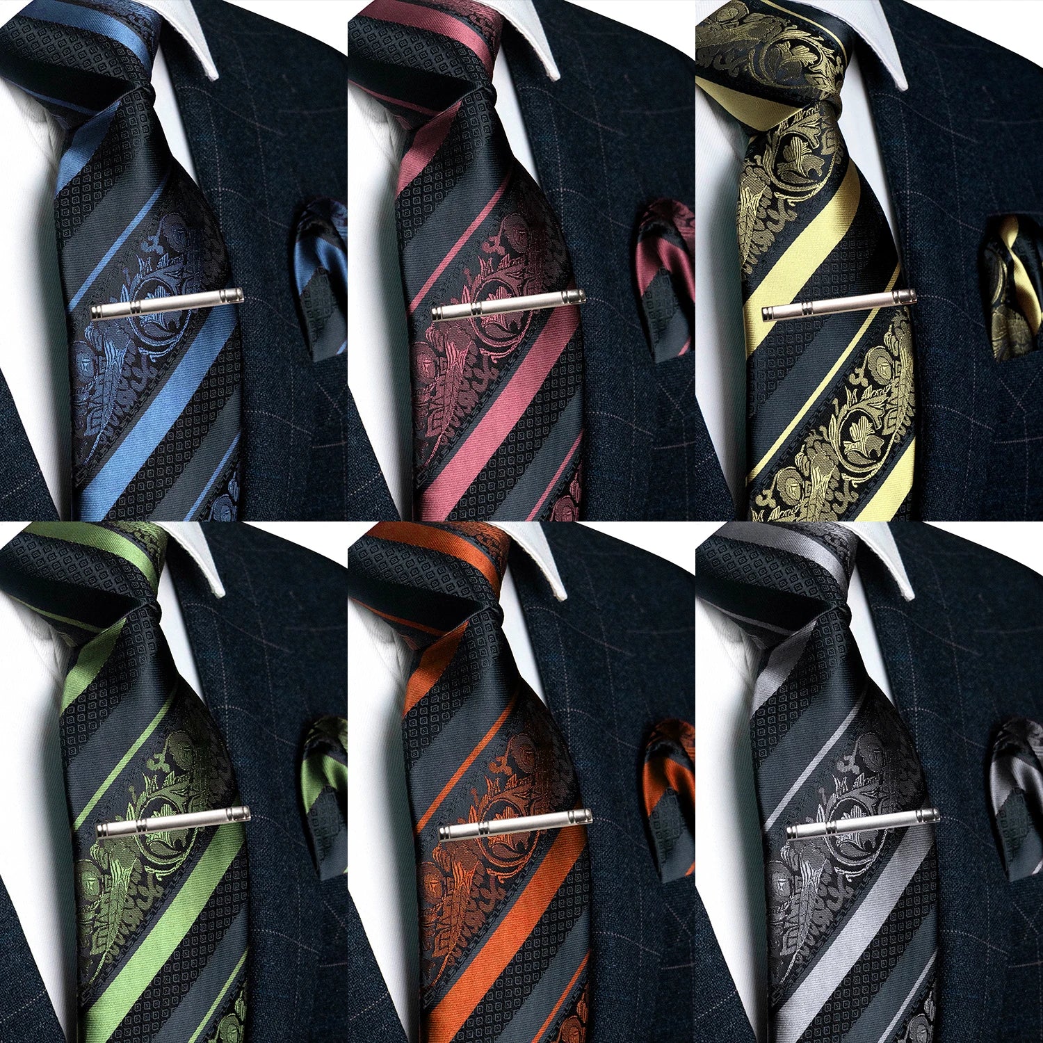 Clássico masculino floral gravata 8cm conjunto de gravata de seda bolso quadrado gravata clipe ternos de negócios acessórios noivo casamento cravat