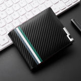 Carteira curta masculina de fibra de carbono preta couro pu carteira minimalista personalidade masculina titular do cartão de crédito carteira masculina