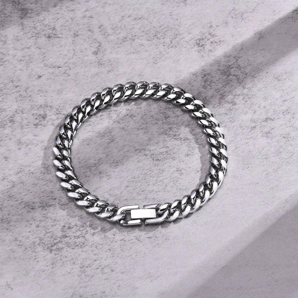Vnox-Pulseiras de Corrente Cubana para Homens e Mulheres, Aço Inoxidável Sólido, Pulseira Curb Link, Jóias, 6mm, 8mm, 10mm, 12mm