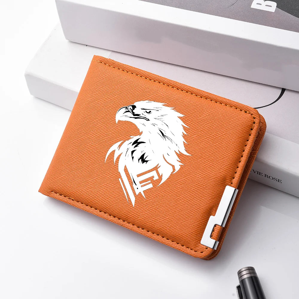 Carteira masculina de couro PU personalizada com estampa de águia carteira curta com vários slots