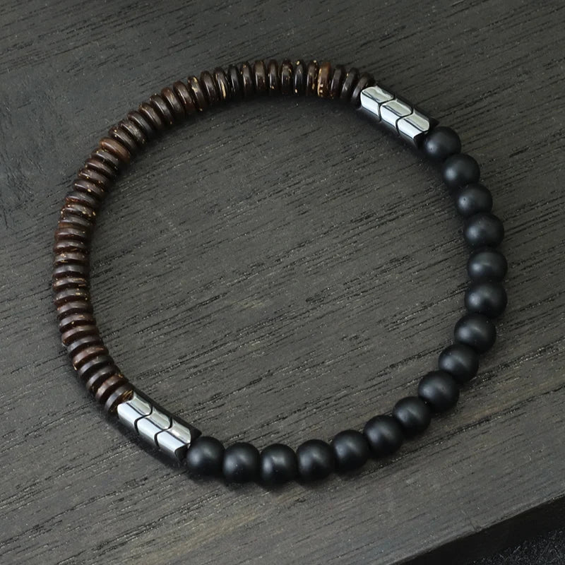 Nova pulseira de contas de coco masculina 6mm natural azul arenito tigre olhos pedra braclet chakra energia braslet yoga madeira brazalete