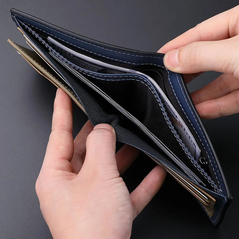 Novo Homens Horizontal Carteira Multi-Funcional Negócios Zipper Coin Para Homens Carteira Com Titular Do Cartão De Crédito
