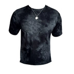 Camiseta espumante com gola em O masculina, alta qualidade, ajuste fino, elástica, manga curta, coreano casual, tops sociais, camiseta de verão