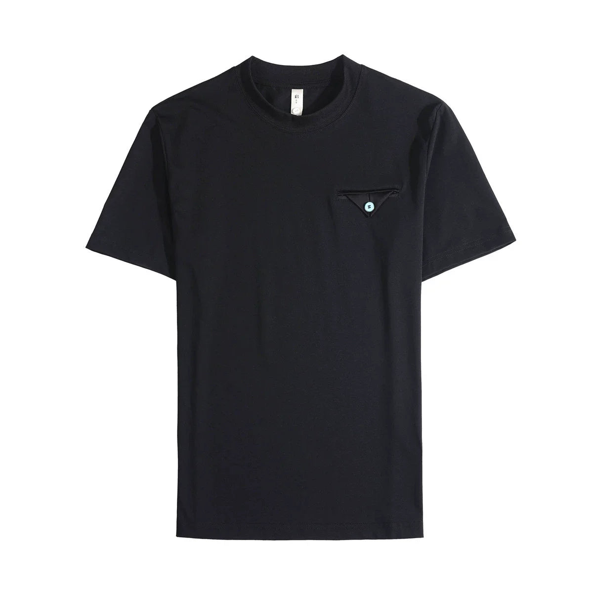 Bolso no peito design em torno do pescoço camiseta 2025 verão novos versatiles fino ajuste cor sólida manga curta casual t camisas preto/branco