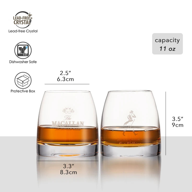 Copos de uísque Macallan, conjunto de 2 - Pronto para bola de gelo! Copo de 11 onças, perfeito para escocês, coquetéis, rum, vodka. Barware estiloso.