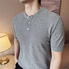 Verão fino gelo seda malha camiseta dos homens elasticidade malha casual t camisa masculina manga curta fino ajuste respirável topos t homme