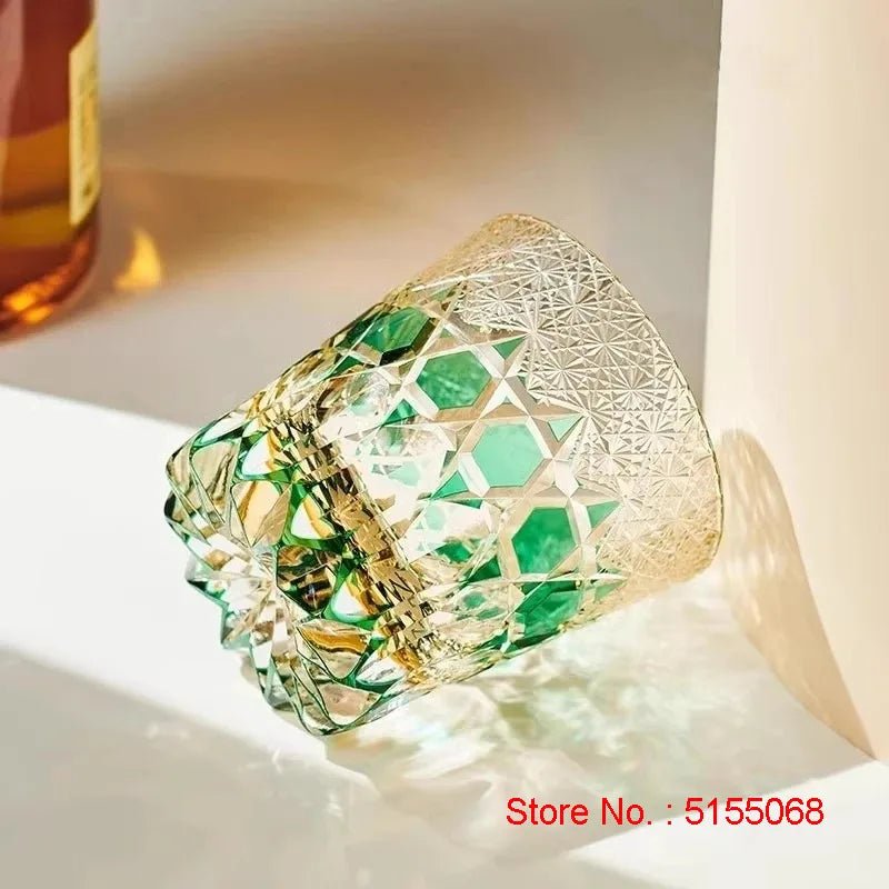 Copo de vinho de fluorite com cristais coloridos de alta qualidade, nível de coleção, corte à mão, copo de licor de uísque, caneca de água para restaurante chique, caixa de presente