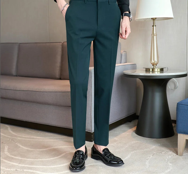 Calça Social Masculina Slim Fit Cintura Alta