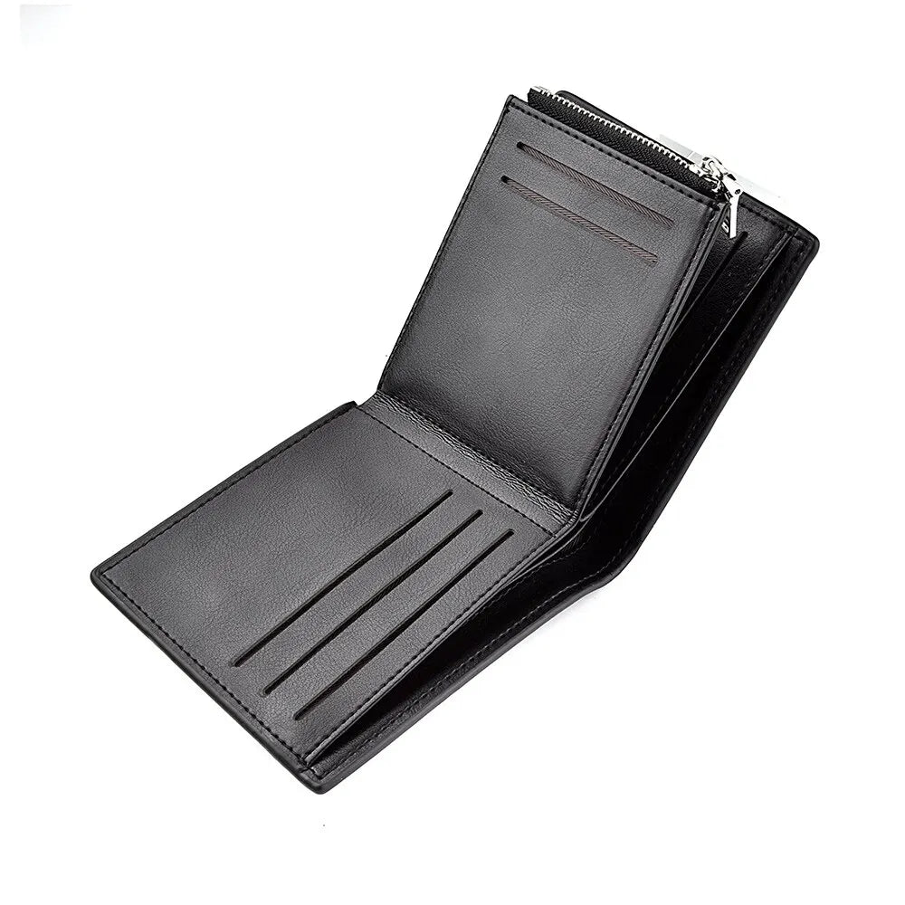 Carteira curta masculina de alta qualidade titular do cartão de crédito negócios casual multi-função zíper moeda bolso moeda carteira