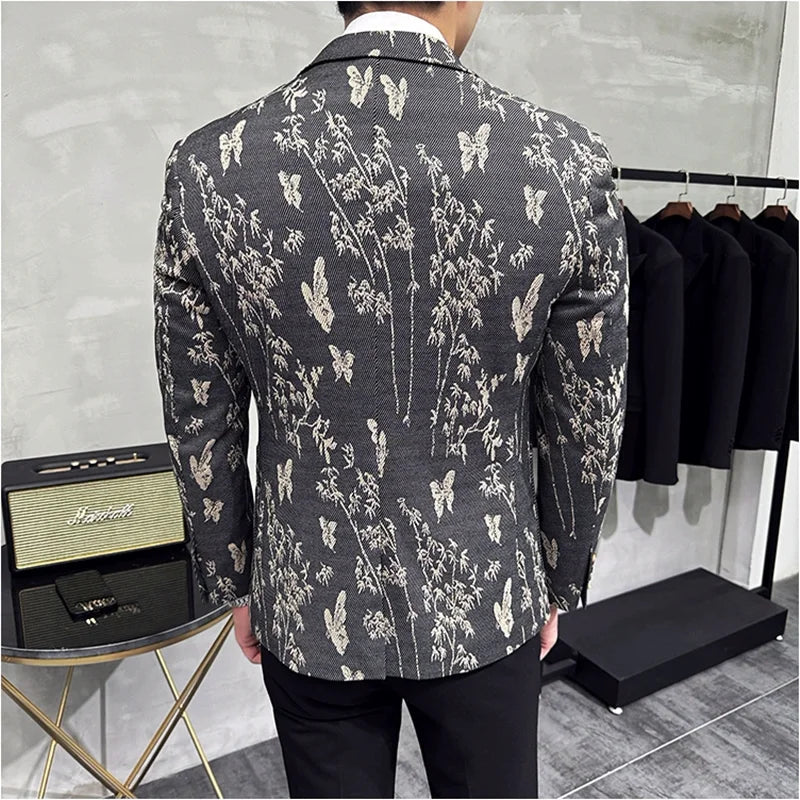Blazer Masculino de Luxo Slim Fit Estampado - Elegância e Estilo para Toda Ocasião