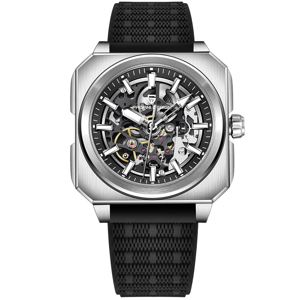Pagani design 2024 novo 38mm bloco volante luminoso oco dial 50m à prova dwaterproof água casual masculino relógio mecânico automático