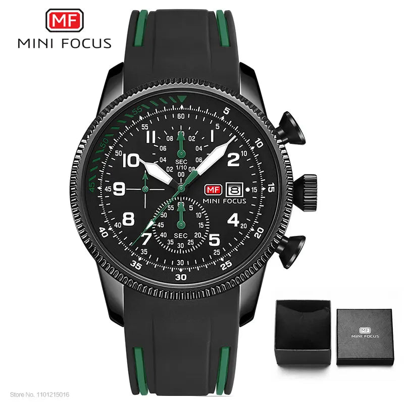 Mini foco esporte relógio de quartzo para homens moda à prova dwaterproof água cronógrafo relógio de pulso com pulseira de silicone azul data automática luminosa 0379