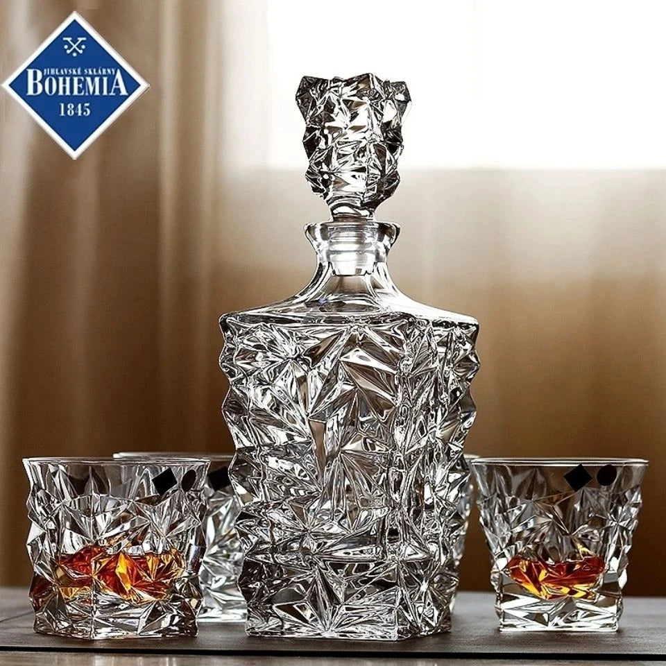 Garrafa De Vinho De Vidro De Cristal + Copos, Vinho Decanter, Uísque, Liqour Pourer, Home Bar, Vodka Beer Bottle Jar, JR, 7Pcs Set