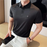 2025 verão novo sem vestígios polos elásticos camisa masculina de alta qualidade casual respirável manga curta camiseta social topos 4xl-m