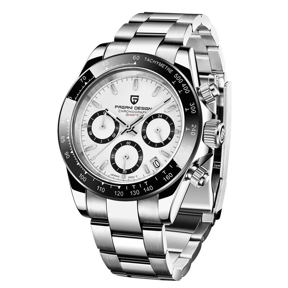 Novo Pagani design luxo negócios 40mm relógio masculino vidro safira 100m à prova dwaterproof água cronógrafo masculino
