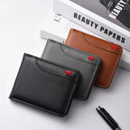 Mini carteira curta ultrafina para homens com cartão de identificação, slot para cartão bancário e janela fotográfica, carteira casual de negócios para homens jovens