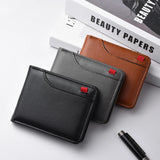 Mini carteira curta ultrafina para homens com cartão de identificação, slot para cartão bancário e janela fotográfica, carteira casual de negócios para homens jovens