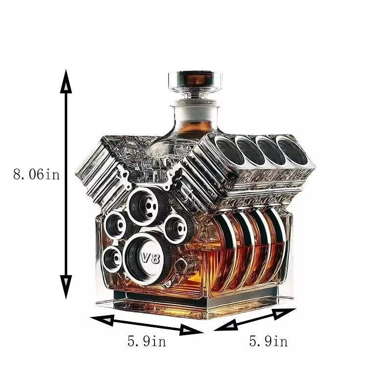 Decantador de uísque v8 motores forma decantador de álcool garrafa decoração de vinho acessórios de barra para tequila bourbon