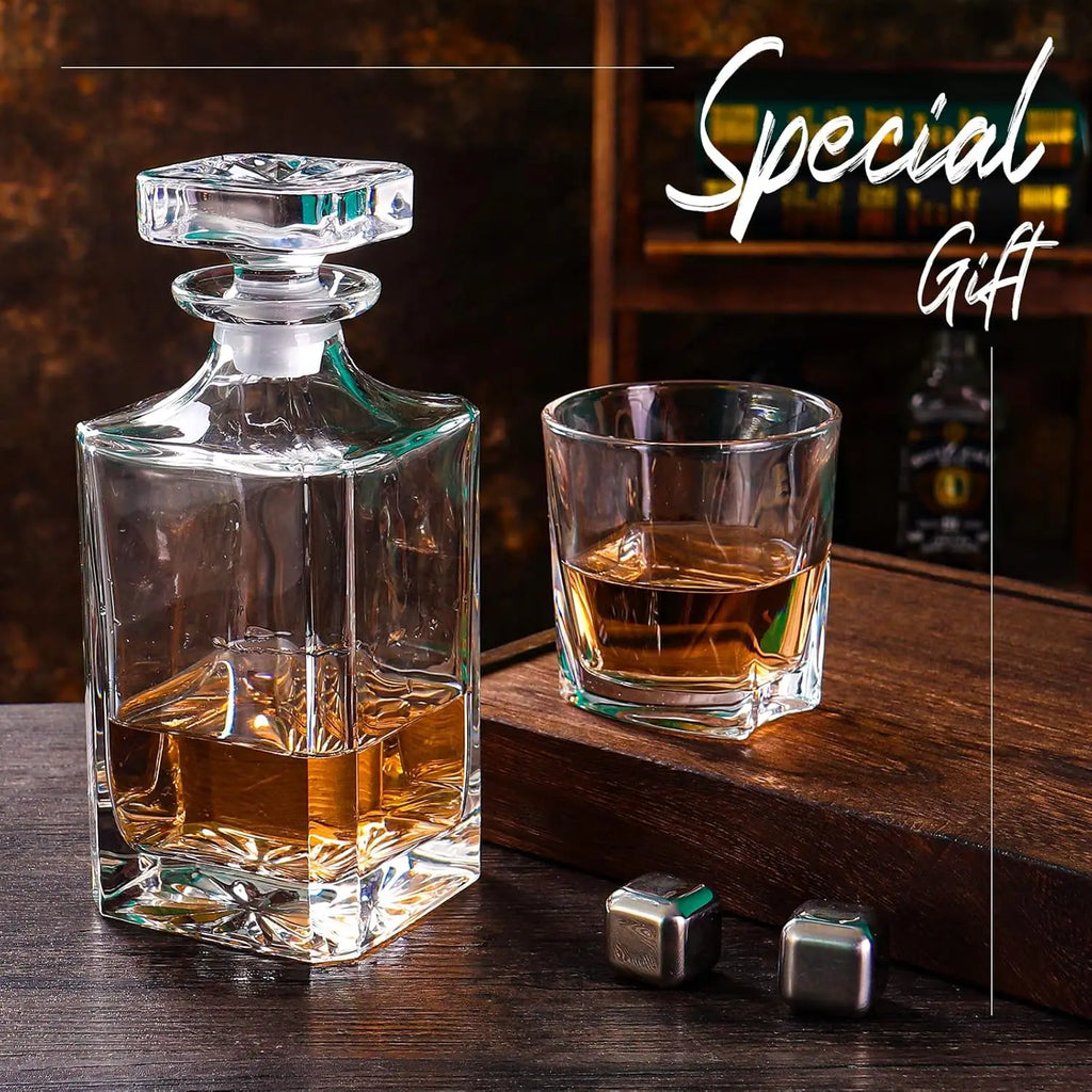Decantador de vidro - Decantador de uísque para vinho, Bourbon, brandy, licor, suco, água, enxaguatório bucal (25,4 onças/750ml)