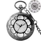 Exquise estrelado azul dial pingente bronze oco caso relógio de bolso de quartzo numerais romanos retro relógios lembrança presente para homens