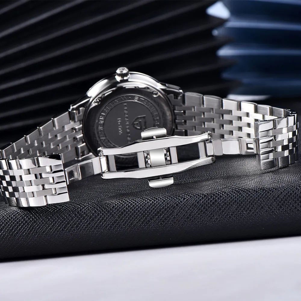Pagani design novo relógio masculino semana exibição de aço inoxidável relógio de quartzo masculino 100m à prova dwaterproof água grande caixa de presente embalagem requintada
