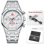 Mini foco novo relógio de quartzo de negócios para homens moda à prova dwaterproof água cronógrafo relógio de pulso luminoso com pulseira de aço inoxidável data