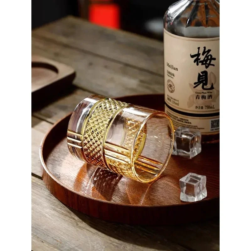 Forro de ouro Whisky Copo, Old Fashioned Rocks Copos, Copos para Cocktail Scotch, Bourbon, Gin, Voldka, Brandy