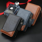 2024 nova carteira curta de couro do plutônio dos homens com zíper bolso moeda vintage grande capacidade masculino curto dinheiro bolsa titular do cartão