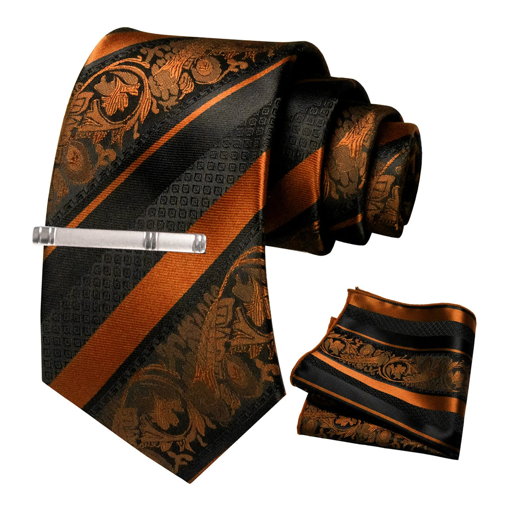 Clássico masculino floral gravata 8cm conjunto de gravata de seda bolso quadrado gravata clipe ternos de negócios acessórios noivo casamento cravat