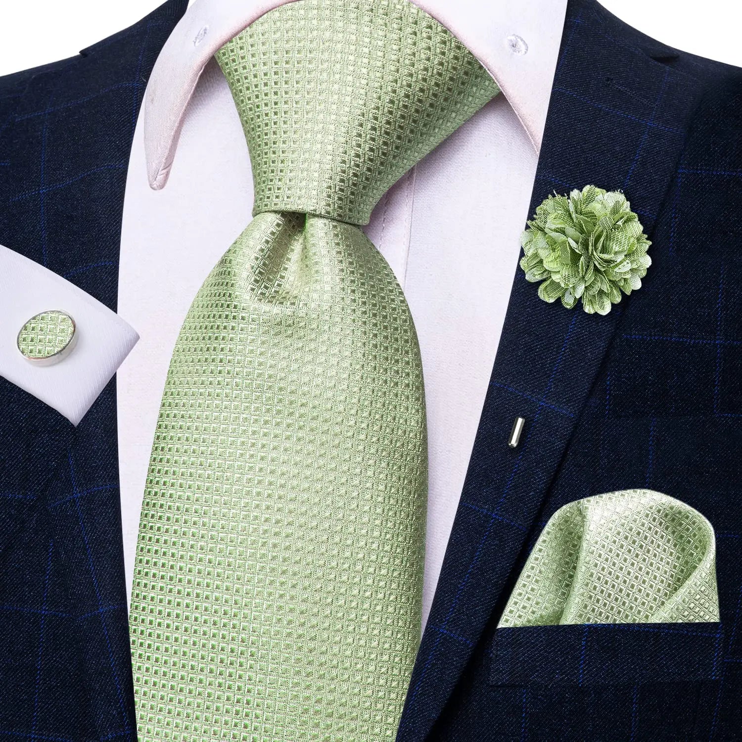 Gravata de negócios de seda azul claro sólido 2023 novo hi-tie designer gravata masculina luxo 8.5cm lenço abotoadura broche gravata de casamento para homem