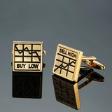 Camisas francesas abotoaduras para homens, material de cobre, quadrado, gráfico de tendência de estoque, acessórios de vestuário, atacado