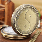 Vintage bronze chinês retro tai chi fofoca banish mau sorte relógio de bolso de quartzo colar pingente melhor amigo amizade jóias