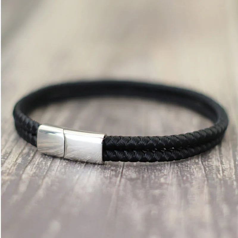 Noter masculino corda pulseira unfading aço inoxidável magentic braclet acampamento masculino acessórios pulsera tela melhor presente para namorado