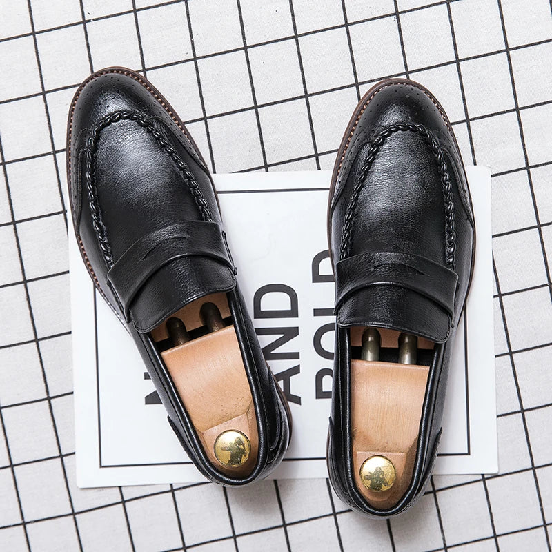 Sapatos casuais de couro genuíno masculino, sapatos de trabalho ao ar livre, vestido de escritório, sapatos de casamento, entrega gratuita, novo, primavera, outono