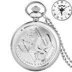 Vintage preto fullmetal alchemist relógio de bolso quartzo steampunk popular edward elric colar corrente fãs cosplay anime relógios