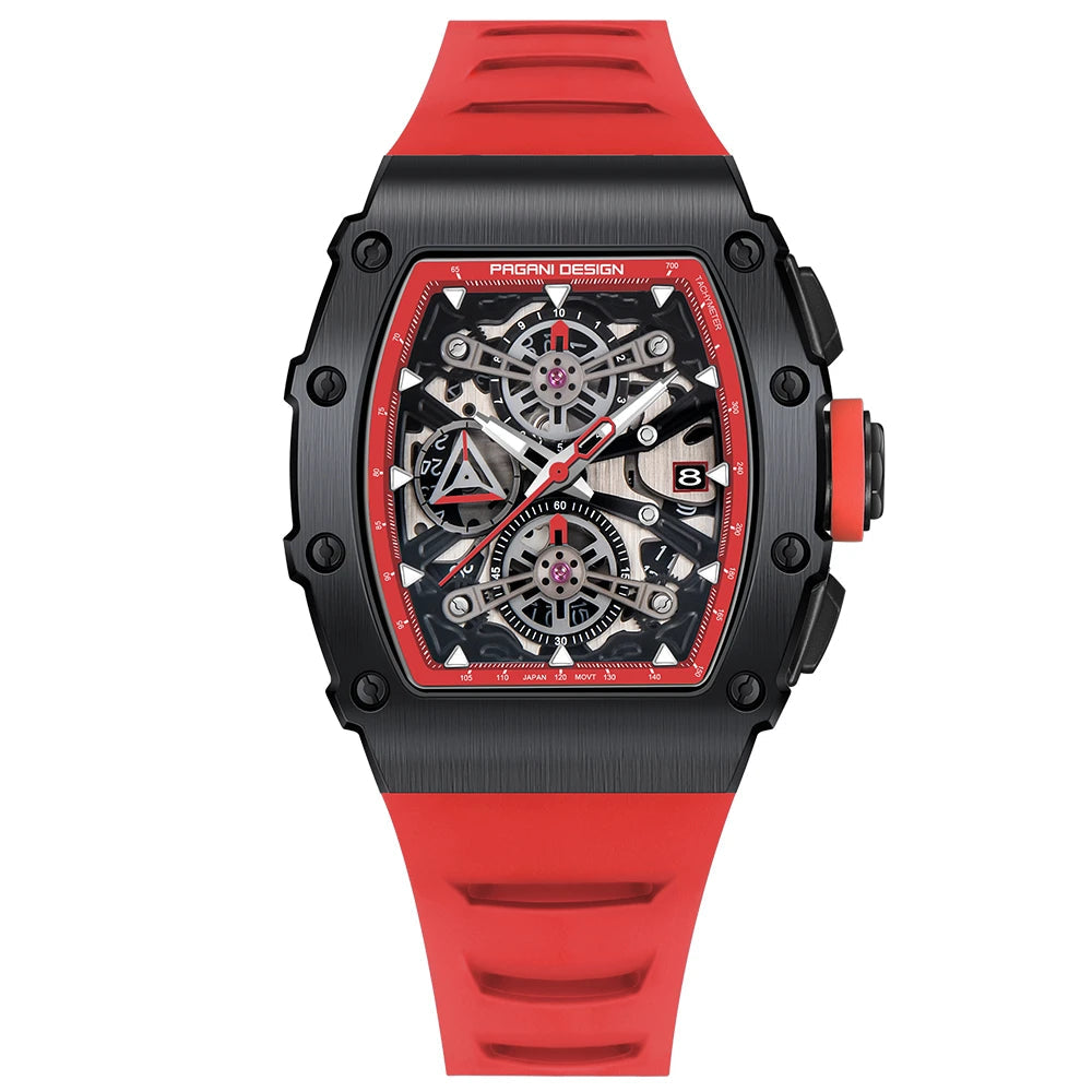 2023 pagani design novo 40mm em forma de balde oco lazer moda masculina relógio de quartzo vidro safira relógio de quartzo