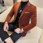 Outono inverno veludo terno casaco para homens coreano elegante fino ajuste negócios formal vestido casacos noivo casamento smoking terno jaqueta