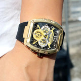 MEGIR-Relógio quartzo impermeável masculino, verde dourado, pulseira de silicone, cronógrafo, relógio de pulso com data, ponteiros luminosos, moda desportiva