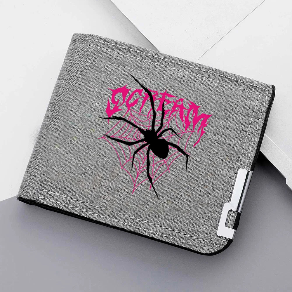 Nova carteira masculina de lona dobrável duplo zíper moeda bolso para titular do cartão de identificação curto titular do cartão carteira