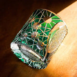 Estrela brilho japão edo kiriko wineglass starlight luxo copo de uísque mão grave cristal verde arte artesanato licor copo de vinho caixa de presente