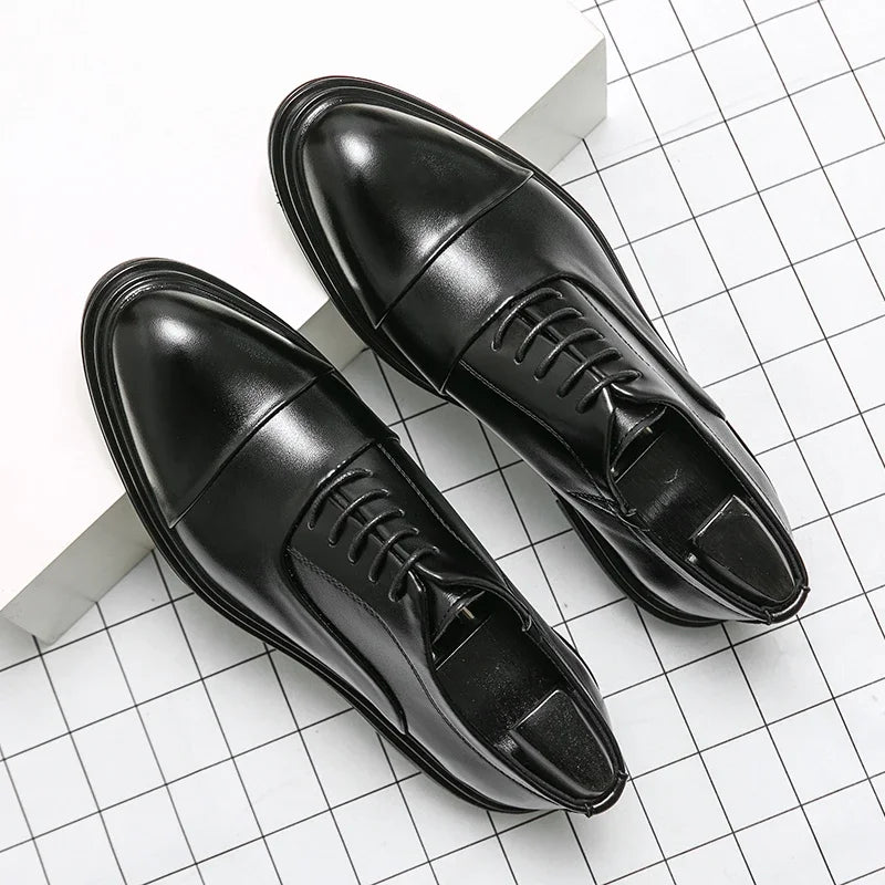 Homens sapatos de couro genuíno moda confortável diário negócios casual formal rendas masculino vestido calçados chaussure homme