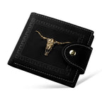 Nova carteira masculina curta multi-função slot para cartão metal touro etiqueta carteira de luxo zíper designer pequena carteira fina