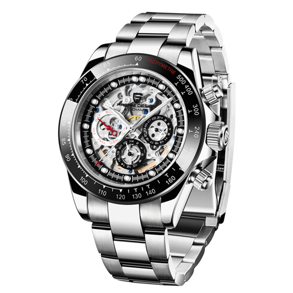 Pagani design topo super marca relógio mecânico automático masculino moldura de cerâmica arco-íris negócios relógio à prova dwaterproof água relogio masculino