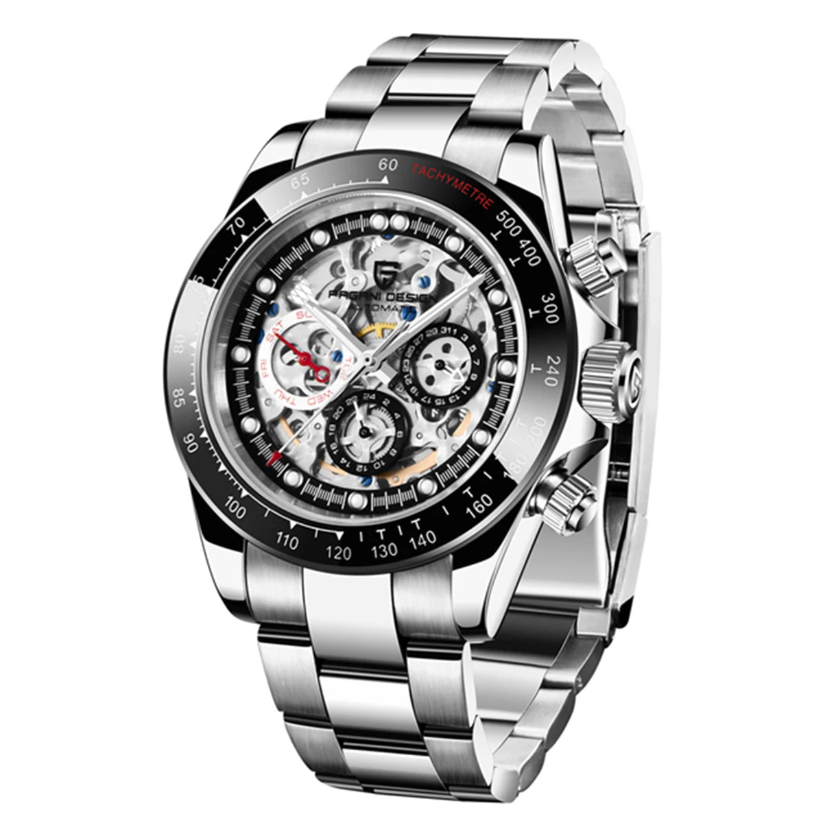 Pagani design topo super marca relógio mecânico automático masculino moldura de cerâmica arco-íris negócios relógio à prova dwaterproof água relogio masculino