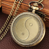 Vintage bronze chinês retro tai chi fofoca banish mau sorte relógio de bolso de quartzo colar pingente melhor amigo amizade jóias
