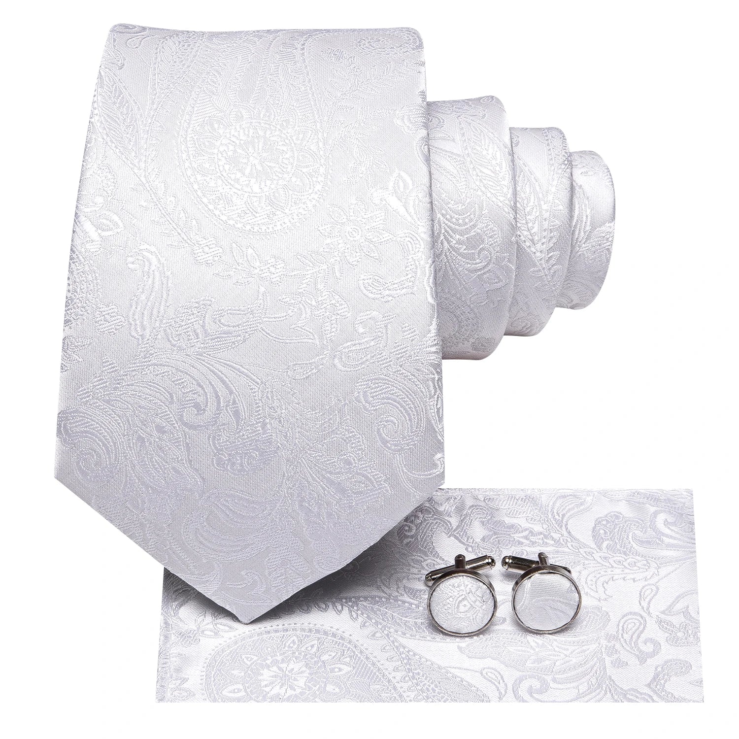 Hi-tie paisley branco texturizado gravata masculina elegante e elegante gravatas masculinas abotoaduras bolso quadrado banquete casamento